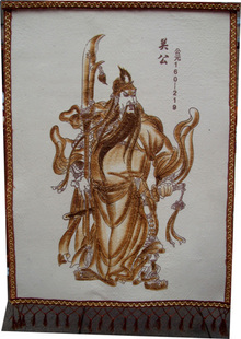 蒙古族手工羊毛毡烫画-毡画-红脸红脸红脸关公