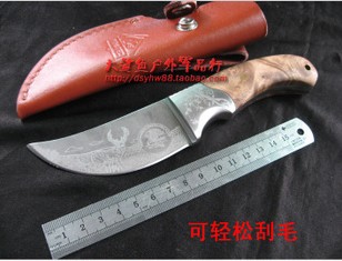 蒙古弯月小刀图腾猎刀野营刀具户外刀具求生刀具野餐刀军刀直刀